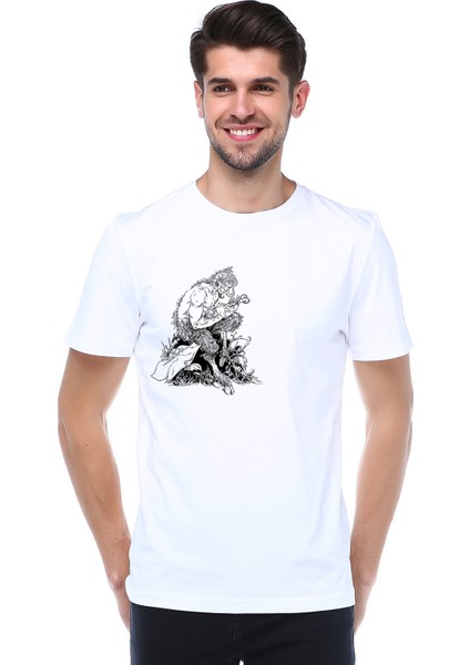 Tasarım Baskılı Bisiklet Yaka T-Shirt