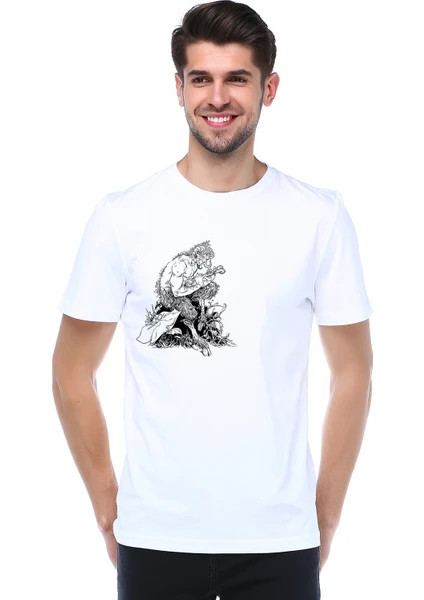 Tasarım Baskılı Bisiklet Yaka T-Shirt