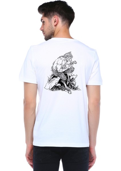 Tasarım Sırt Baskılı Bisiklet Yaka T-Shirt