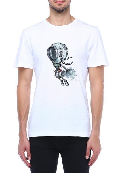 Tasarım Baskılı Bisiklet Yaka T-Shirt