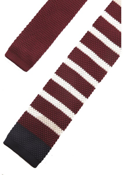 Bordo - Beyaz Örgü Kravat 8244 fiyatları