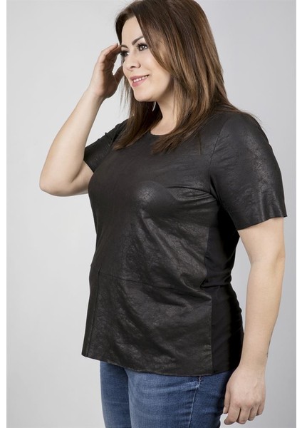 Süvet İle Örme Viskon T-Shirt 23592-m