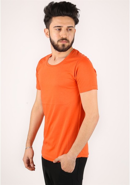 Bisiklet Yaka Turuncu T-shirt 2308