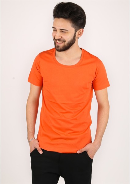 Bisiklet Yaka Turuncu T-shirt 2308