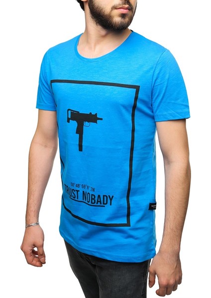 Uzi Baskılı Mavi T-Shirt 2533
