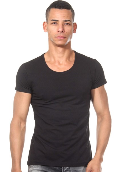 Siyah Basic T-Shirt Dzn8501Sy