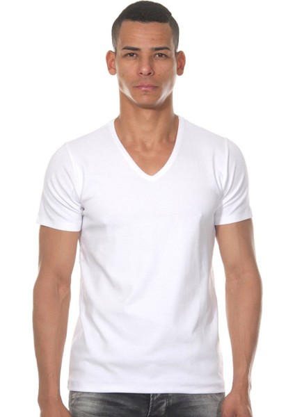 Beyaz V Basic T-Shirt Dzn8612By