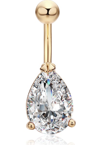 Oval Beyaz Taşlı Göbek Piercing da72