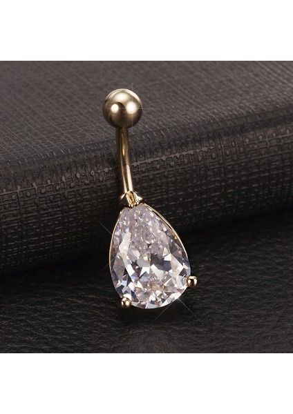 Oval Beyaz Taşlı Göbek Piercing da72