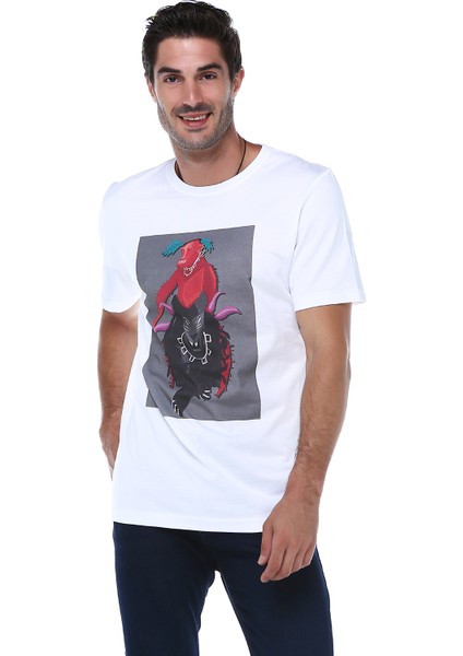 Monkey And The Wolf Bisiklet Yaka T-Shirt