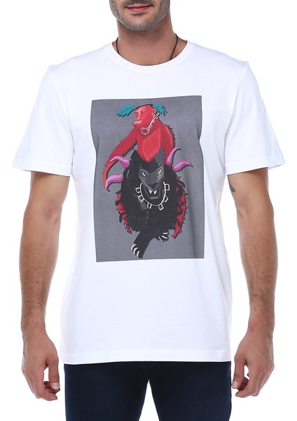 Monkey And The Wolf Bisiklet Yaka T-Shirt fiyatları
