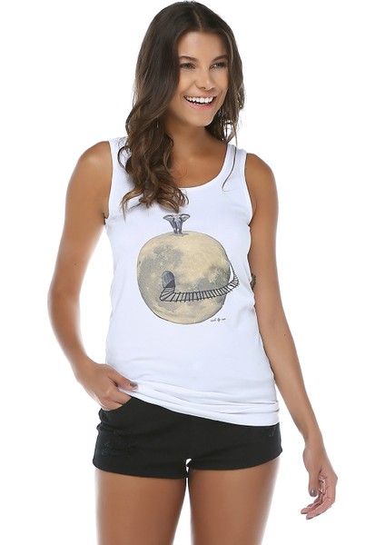 Moon Askılı Baskılı T-Shirt