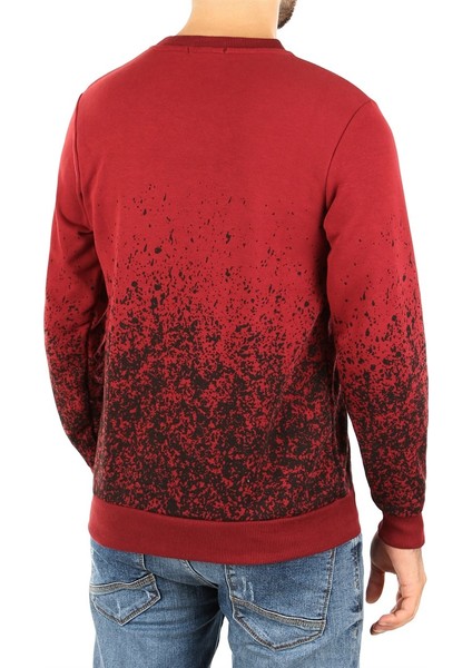 Bordo Baskılı Bisiklet Yaka Sweatshirt 2791 fiyatları