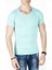 Su Yeşili Sıfır Yakalı Likralı Dar Kesim Basic Erkek Tshirt 1801131 2
