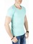 Su Yeşili Sıfır Yakalı Likralı Dar Kesim Basic Erkek Tshirt 1801131 3