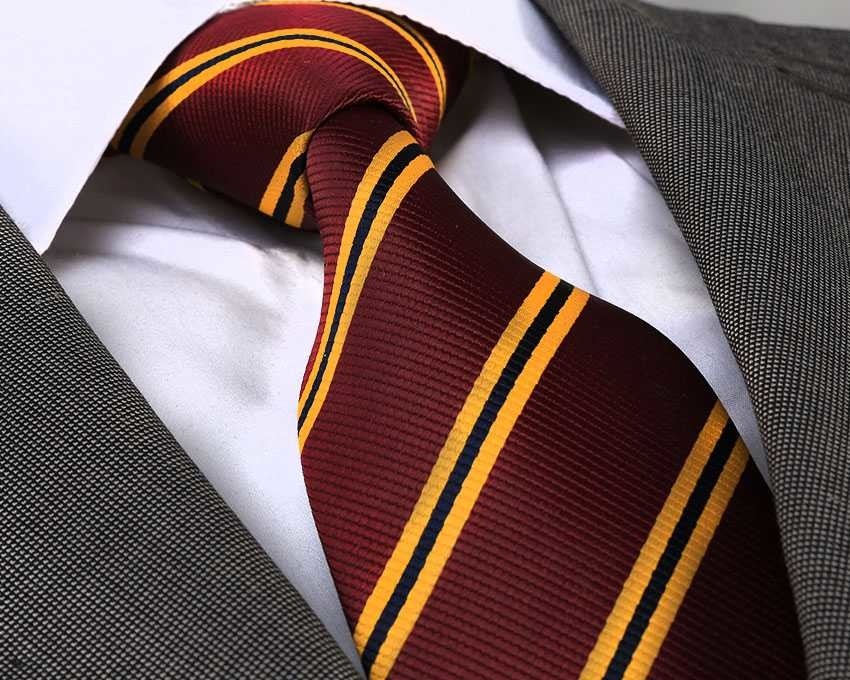 Exve Exclusive Bordo Jakarlı Kravat Sarı Çizgili Mikrofiber ile Özel Günlere Uygun