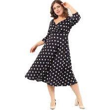 Angelino Butik Dd2404K Puantiyeli Likralı Büyük Beden Elbise Kısa