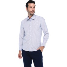 Varetta Erkek Mavi Slim Fit Uzun Kol Çizgili Gömlek