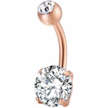 Chavin Beyaz Taşlı Rose Çelik Göbek Piercing Dt91Rs