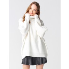 Dilvin 2268 Balıkçı Yaka Geniş Kazak Ekru