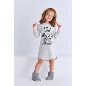 Mickey Mouse Lisanslı Genç Kız Gecelik Açık Gri