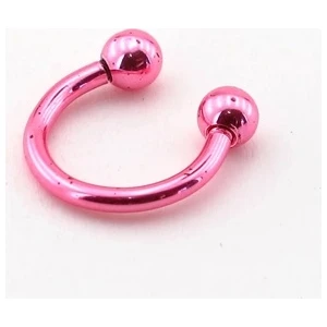 Parlak Pembe Top Uçlu Yarım Halka Kaş Piercing P386