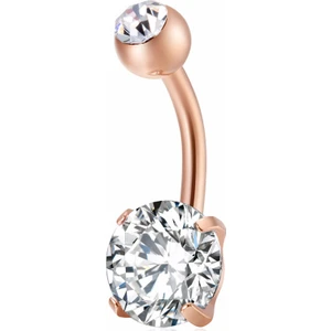 Beyaz Taşlı Rose Çelik Göbek Piercing Dt91Rs