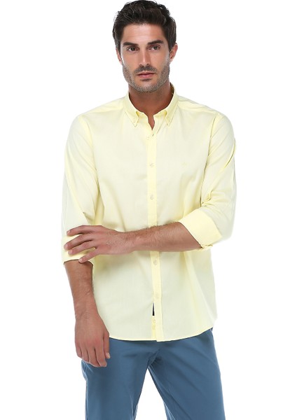 Slim Fit Düz Uzun Kol Gömlek