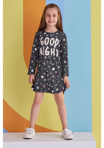 Good Night Kız Çocuk Karanlıkta Parlayan Gecelik Füme