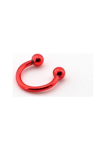 Parlak Kırmızı Top Uçlu Yarım Halka Çelik Piercing P384