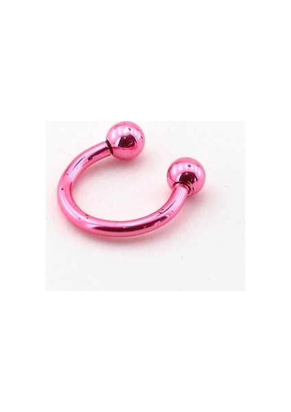 Parlak Pembe Top Uçlu Yarım Halka Kaş Piercing P386