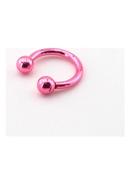 Parlak Pembe Top Uçlu Yarım Halka Kaş Piercing P386