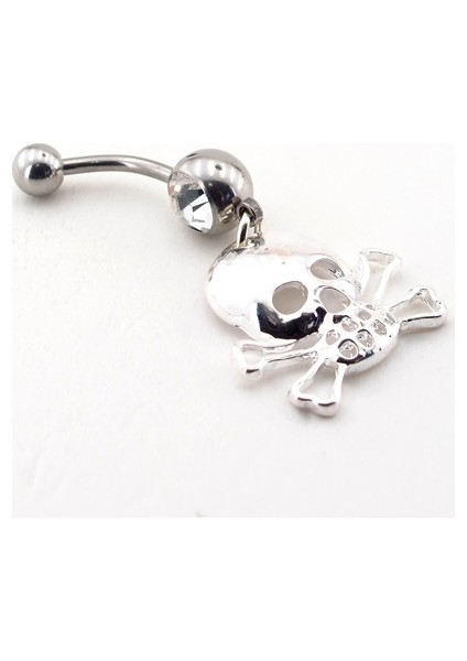 Gümüş Renk Kurukafa Danger Göbek Piercing P397