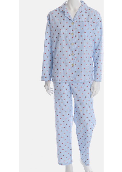 Kiraz Desenli Poplin Kadın Pijama Takımı