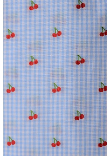 Kiraz Desenli Poplin Kadın Pijama Takımı