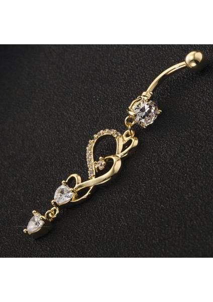 Beyaz Taşlı Kalp Göbek Piercing Dt71By