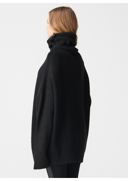 2268 Balıkçı Yaka Geniş Kazak Siyah modelleri