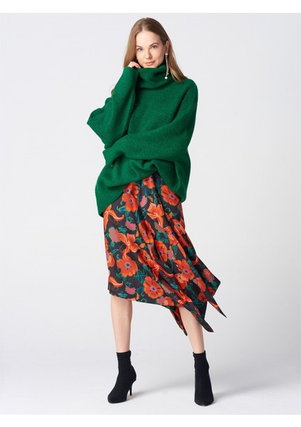 2268 Balıkçı Yaka Geniş Kazak Yeşil fiyatları