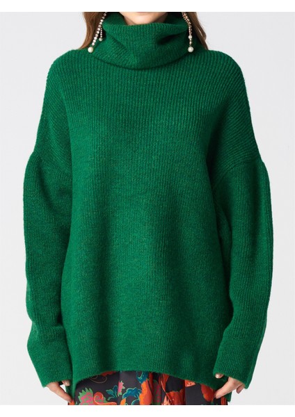 2268 Balıkçı Yaka Geniş Kazak Yeşil fırsatları