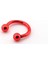 Parlak Kırmızı Top Uçlu Yarım Halka Çelik Piercing P384 2