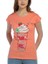 3021 - Turuncu Kadın Milkshake Desenli Baskılı Tshirt 1