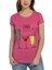 3023 - Pembe Kadın Summer Kokteyl Desenli Baskılı Tshirt 1