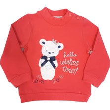 Toontoy Kız Bebek Sweatshirt Hello Winter Time Ayıcık Nakışlı - 18 Ay - 86Cm Boy