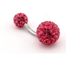 Solfera Pembe Kristal Taşlı Disko Topu Çelik Göbek Piercing P444