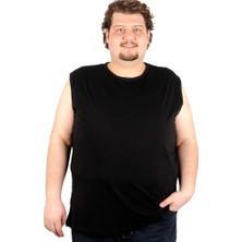 ModeXL Kolsuz T-Shirt Bisiklet Sade 7003 Siyah