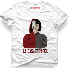 Tshirthane La Case De Papel Dali Tokyo Beyaz Erkek T-Shirt