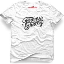 Tshirthane Peaky Blinders Tommy Shelby Logo Beyaz Erkek T-Shirt