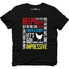 Tshirthane Pubg Help Message Siyah Erkek T-Shirt
