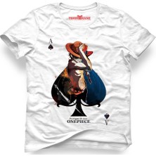 Tshirthane One Piece Monkey D. Luffy Manga Anime Beyaz Erkek T-Shirt