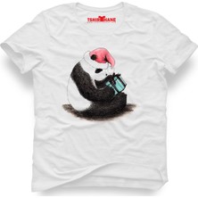 Tshirthane Yalnız Panda Beyaz Erkek T-Shirt